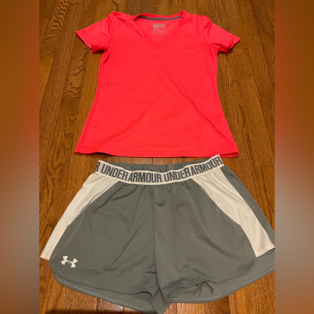 UNDERARMOUR SHORTS & NIKE TOP BUNDLE